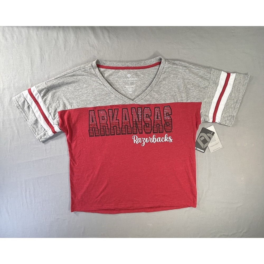 Colosseum Arkansas Razorbacks With Rhinestones T-shirt Women's Large NEW